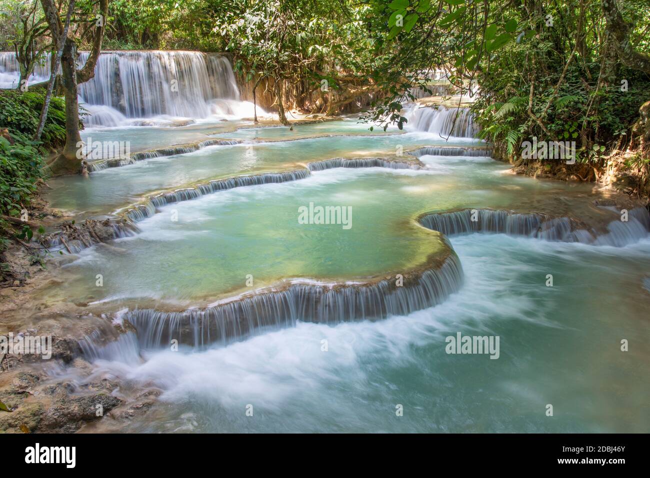 Kuang Si fällt in der Nähe von Luang Prabang, Laos, Indochina, Südostasien, Asien Stockfoto