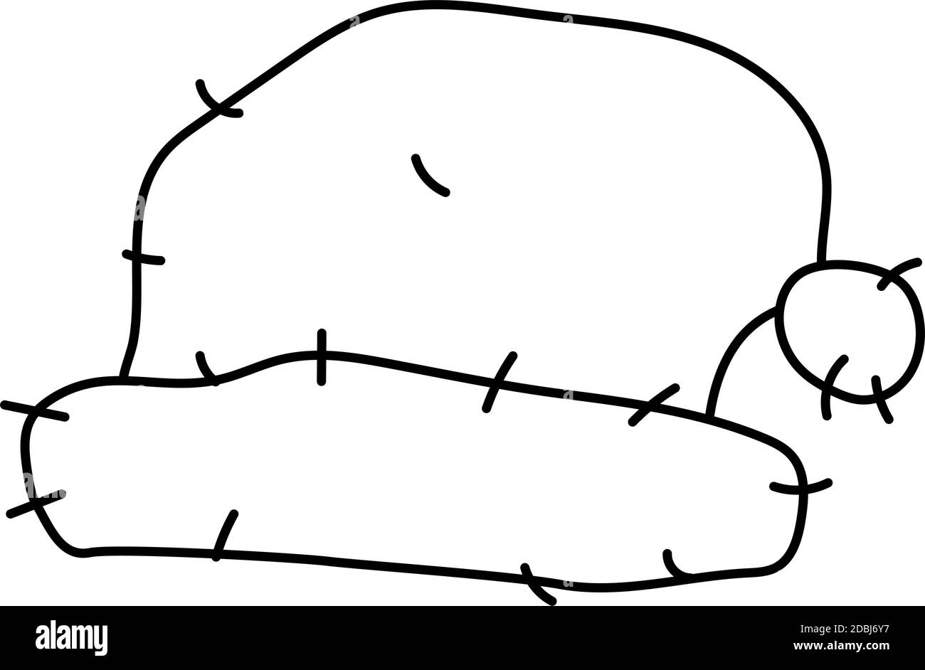 Isolierte Ikone der handgezeichneten Doodle Santa's Cap. Stock Vektor