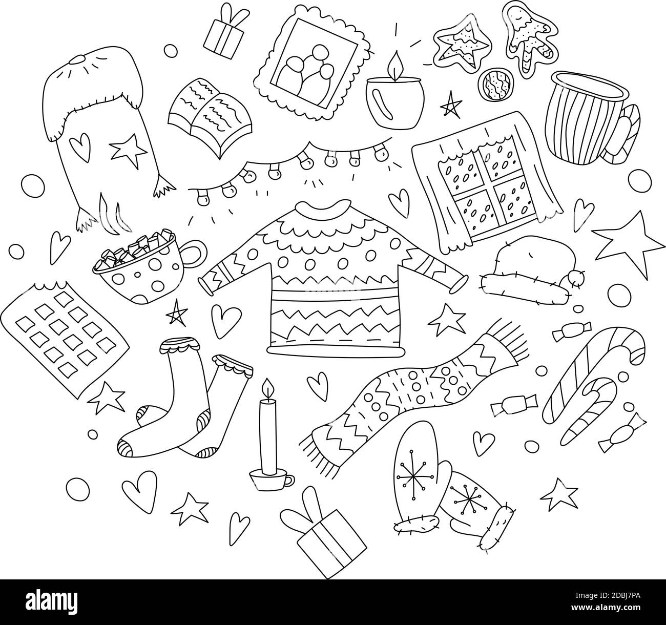 Handgezeichnete Doodle-Symbole für Weihnachtsstimmung Stock Vektor