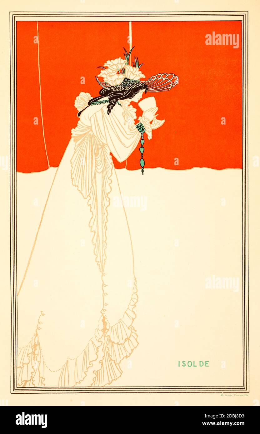 Isolde, Chromo-Lithographie von Aubrey Beardsley Illustration, von W Griggs, von 1896 das Studio ein Illustriertes Magazin für bildende und angewandte Kunst Stockfoto