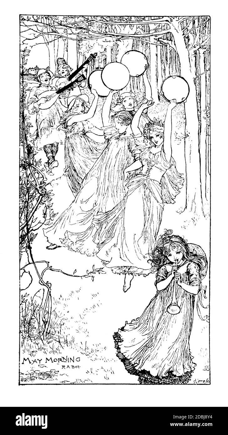 May Morning, Linienillustration von R Anning Bell, aus dem Jahr 1896 das Studio ein Illustriertes Magazin der bildenden und angewandten Kunst Stockfoto