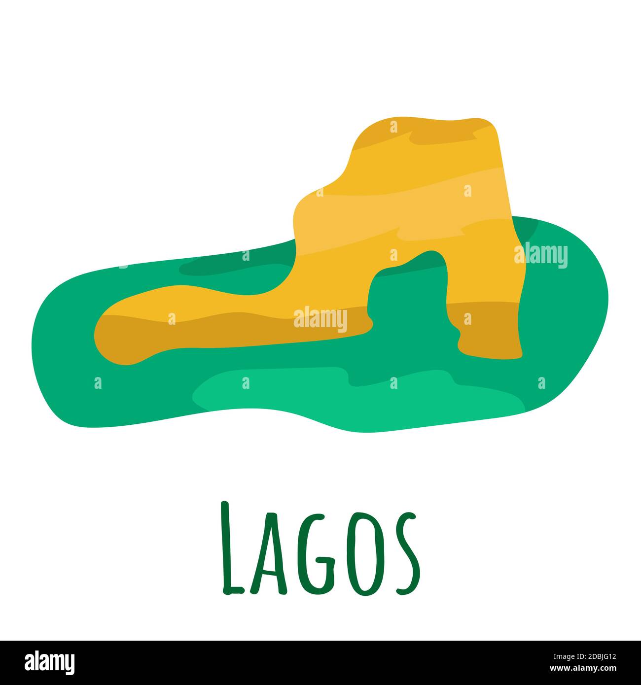 Flacher Stil der schönste Strand, Symbol von Lagos. Wahrzeichen Symbol für Reisende. Vektorgrafik isoliert auf weißem Hintergrund Stock Vektor