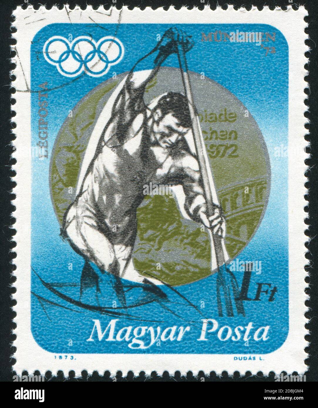 UNGARN - UM 1973: Briefmarke gedruckt von Ungarn, zeigt Rudersport, um 1973 Stockfoto