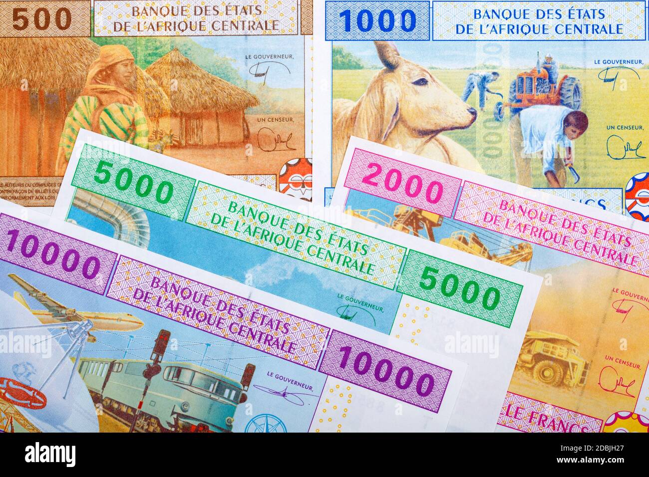 Zentralafrikanischer CFA-Franc ein geschäftlicher Hintergrund Stockfoto