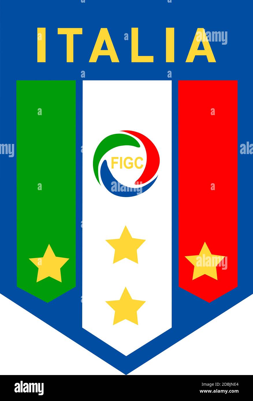 Logo des italienischen Fußballverbands Federazione Italiana Giuoco Calcio FIGC und der Nationalmannschaft - Italien. Stockfoto