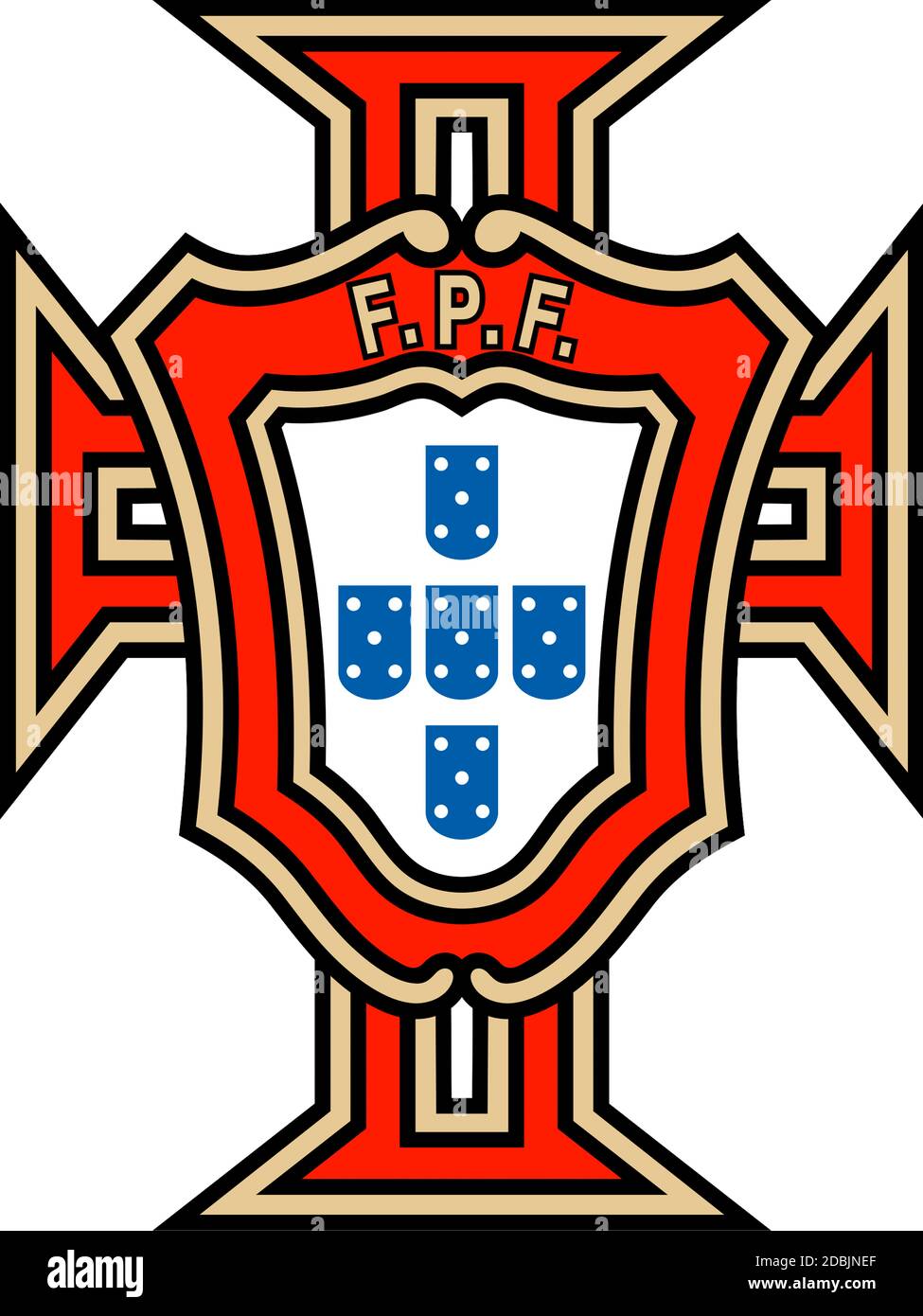 Logo des portugiesischen Fußballverbands FPF und der Nationalmannschaft - Portugal. Stockfoto