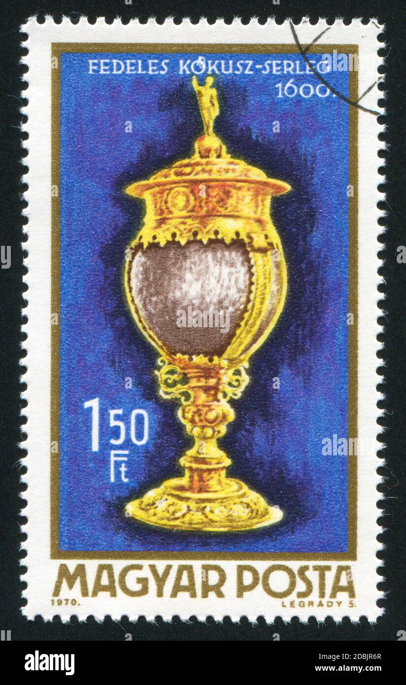 UNGARN - UM 1970: Briefmarke gedruckt von Ungarn, zeigt Tankard, 1690, um 1970 Stockfoto