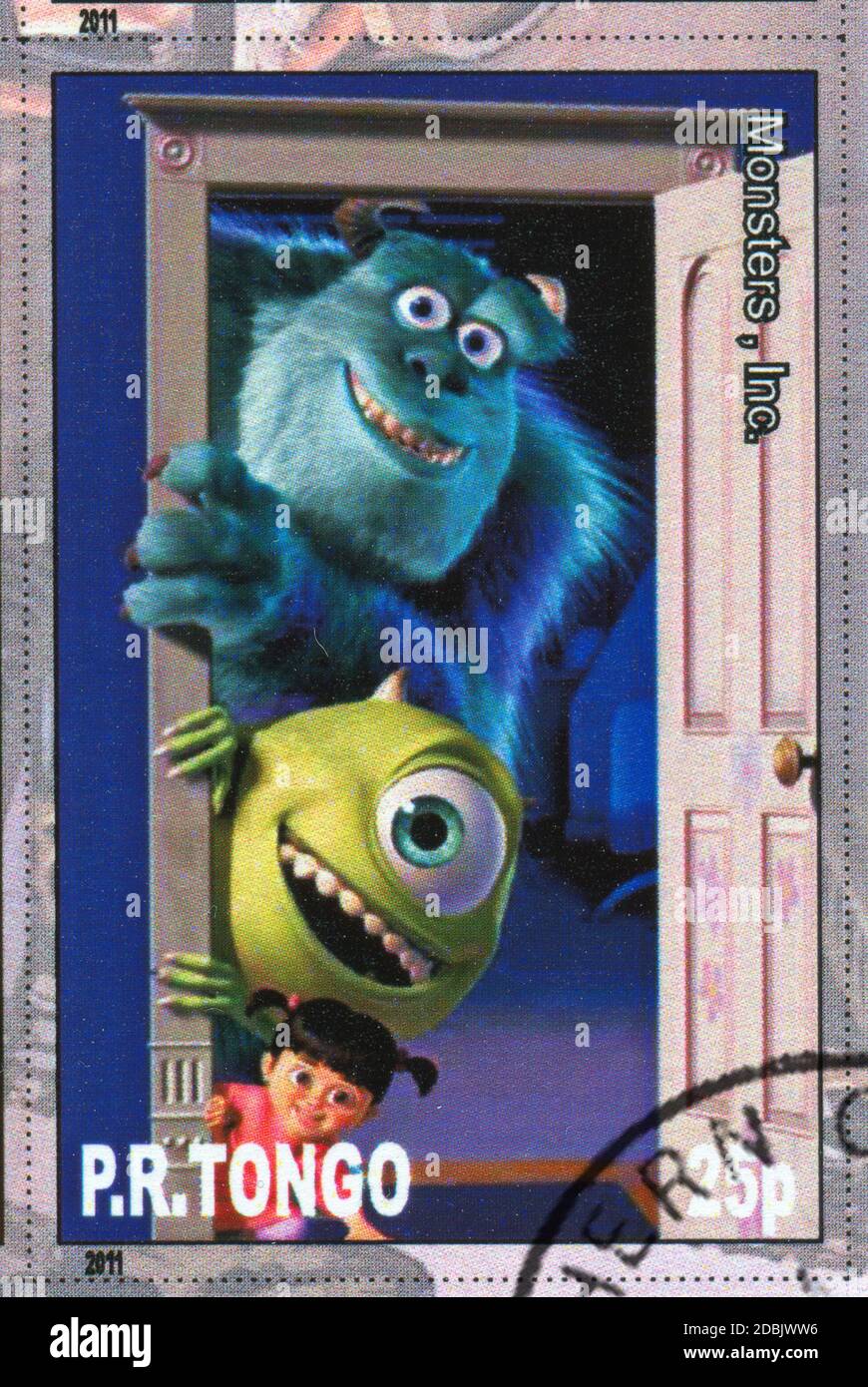 TONGO - UM 2011: Briefmarke gedruckt von Tongo, zeigt Zeichentrickfigur, Monsters Inc, um 2011 Stockfoto