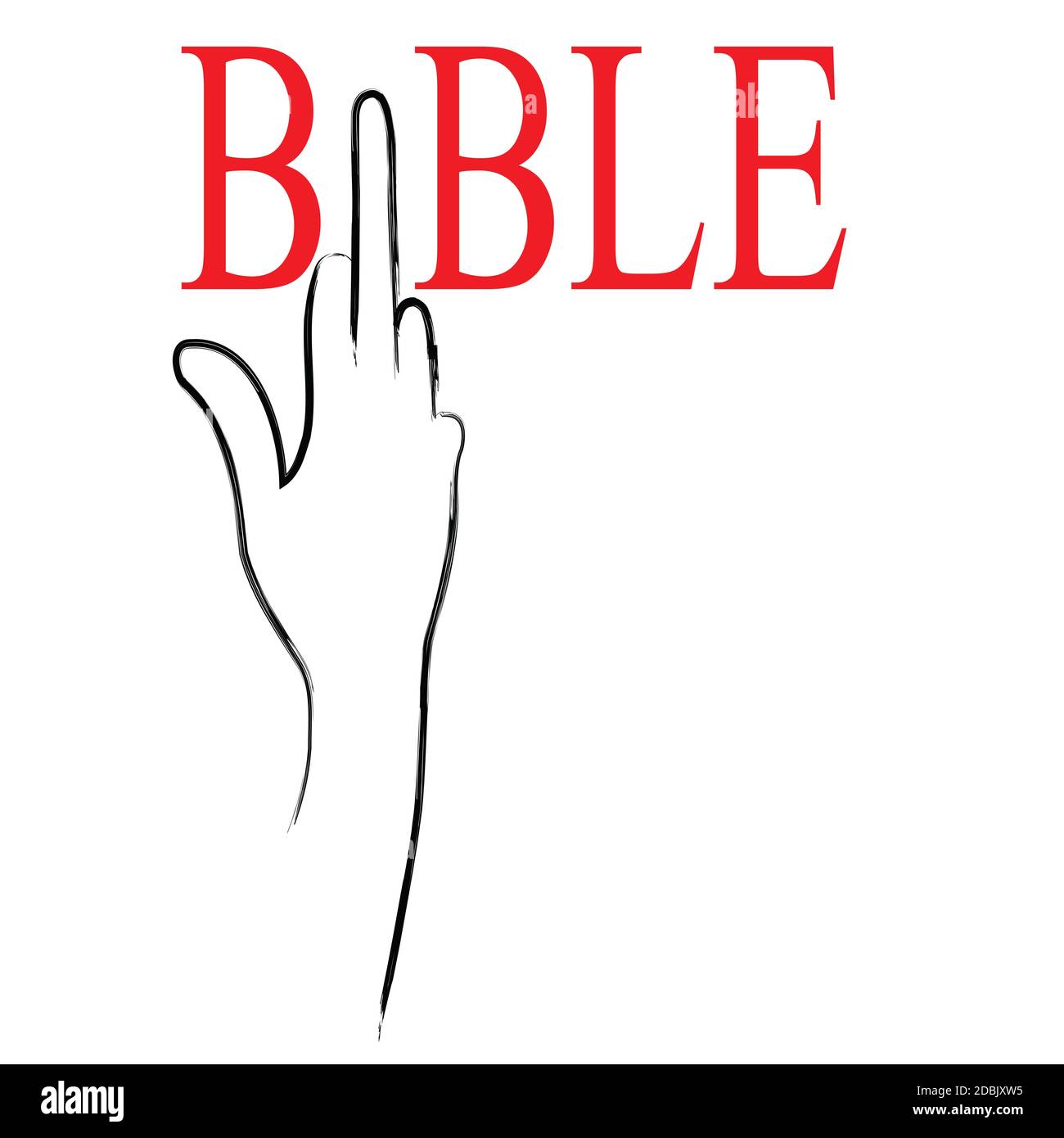 Illustration einer Hand im Zusammenhang mit der bibel, konzeptionelle Idee Stockfoto
