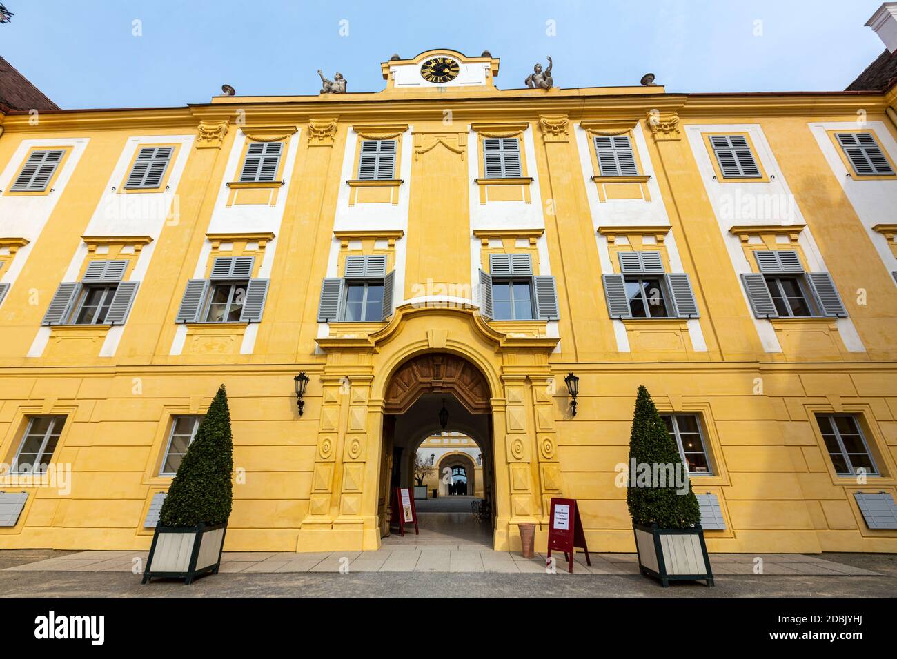 Schloss Hof, Barockstil des Architekten Johann Lukas von Hildebrandt, Marchfeld, Österreich Stockfoto