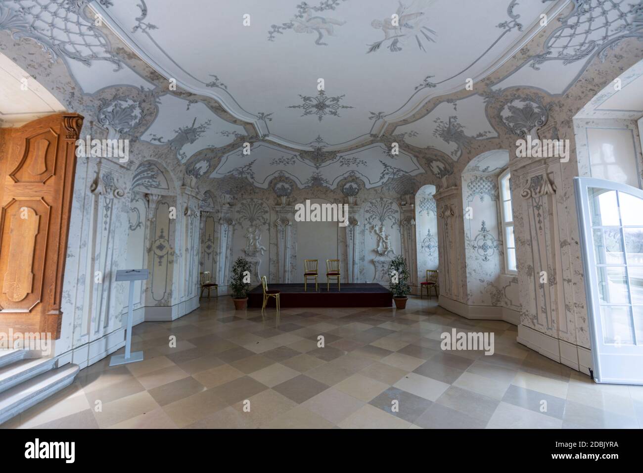 Sala Terrena, Schloss Hof, Barockstil des Architekten Johann Lukas von Hildebrandt, Marchfeld, Österreich Stockfoto