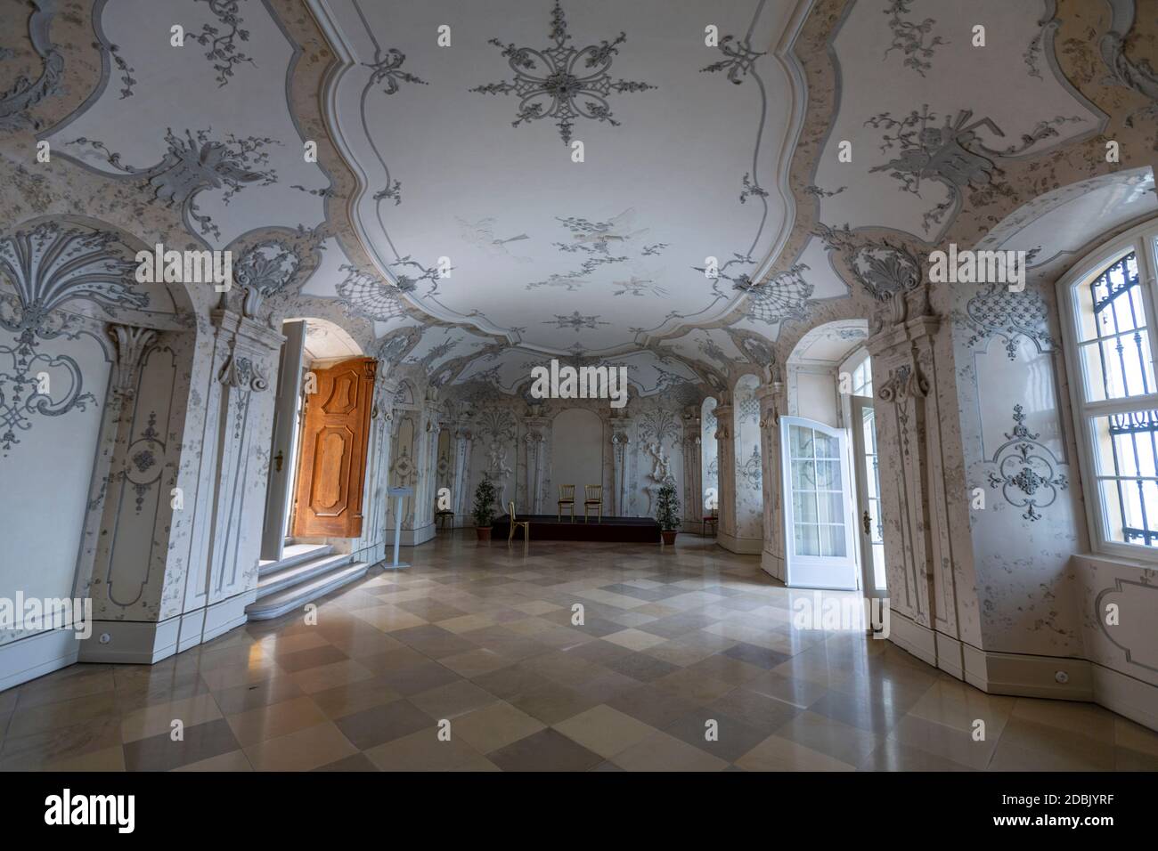 Sala Terrena, Schloss Hof, Barockstil des Architekten Johann Lukas von Hildebrandt, Marchfeld, Österreich Stockfoto