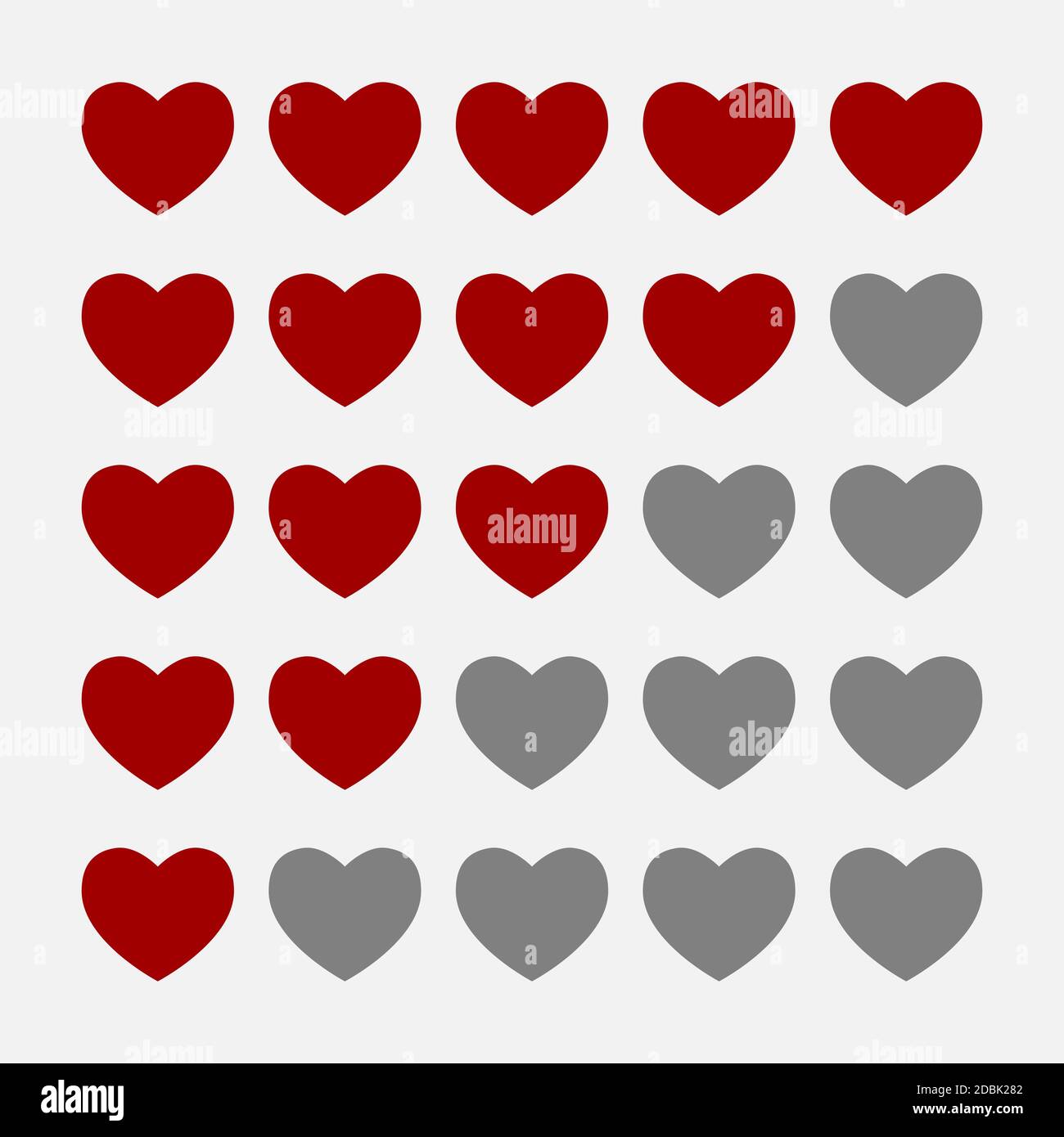 Bewertungssymbol - flaches Design, Symbol im Glyphen-Stil - Rotes Herz. EPS 10 Stock Vektor