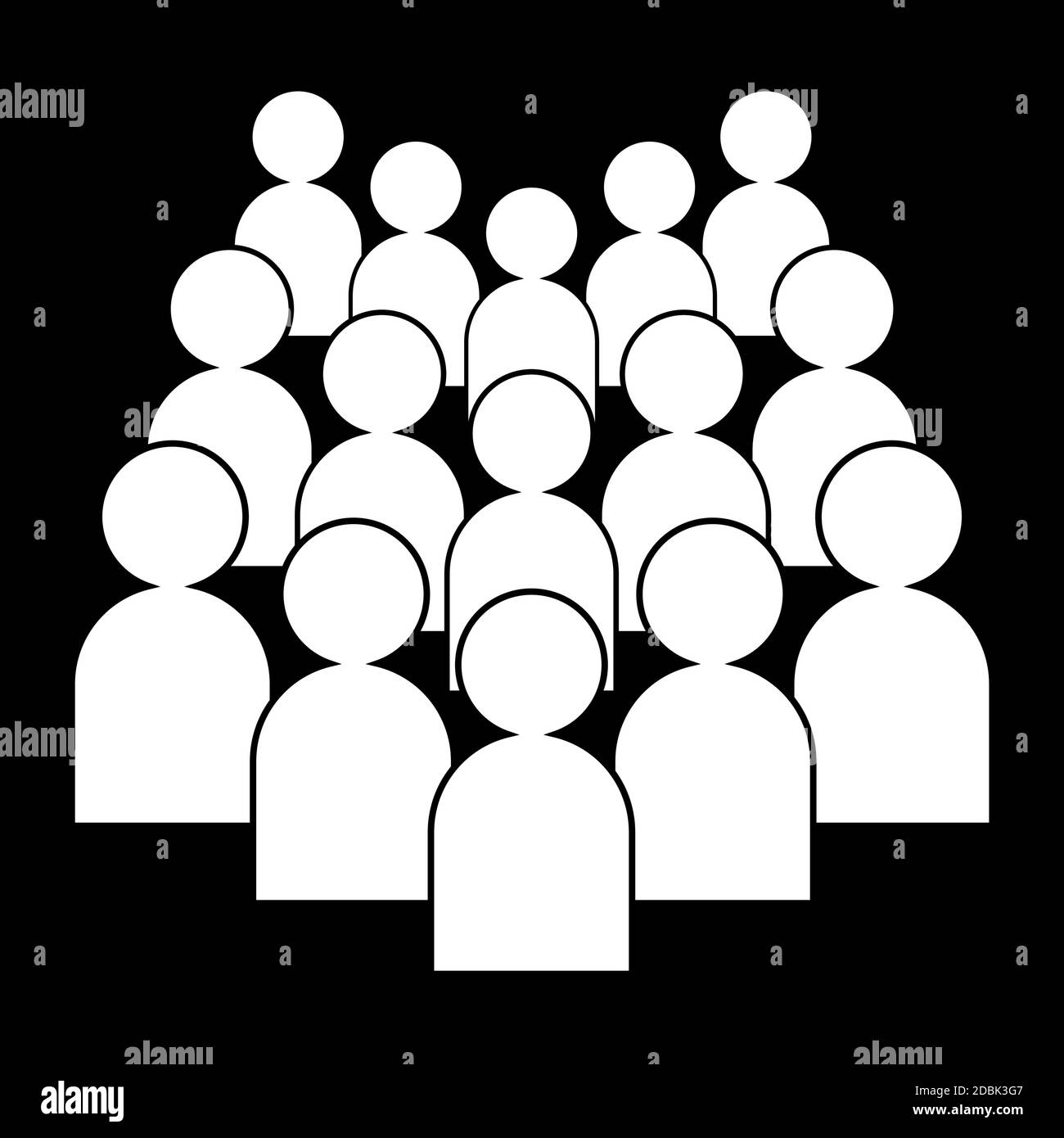 Personen-Symbol, weiß auf schwarzem Hintergrund, Vektorgrafik. Stock Vektor