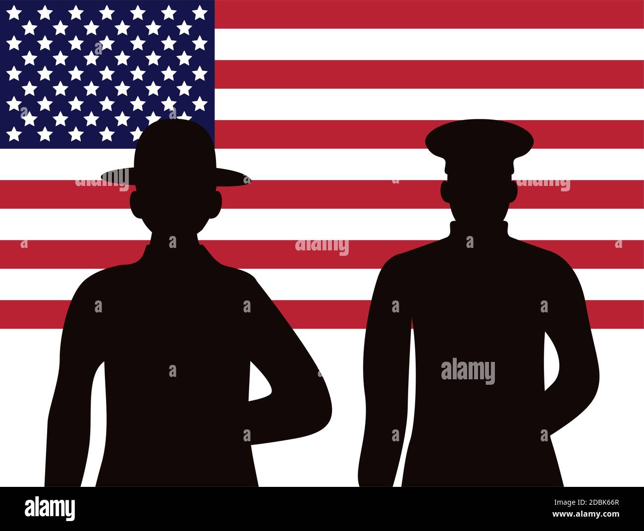 Soldaten Silhouetten Figuren in usa Flagge Vektor Illustration Design Stock Vektor