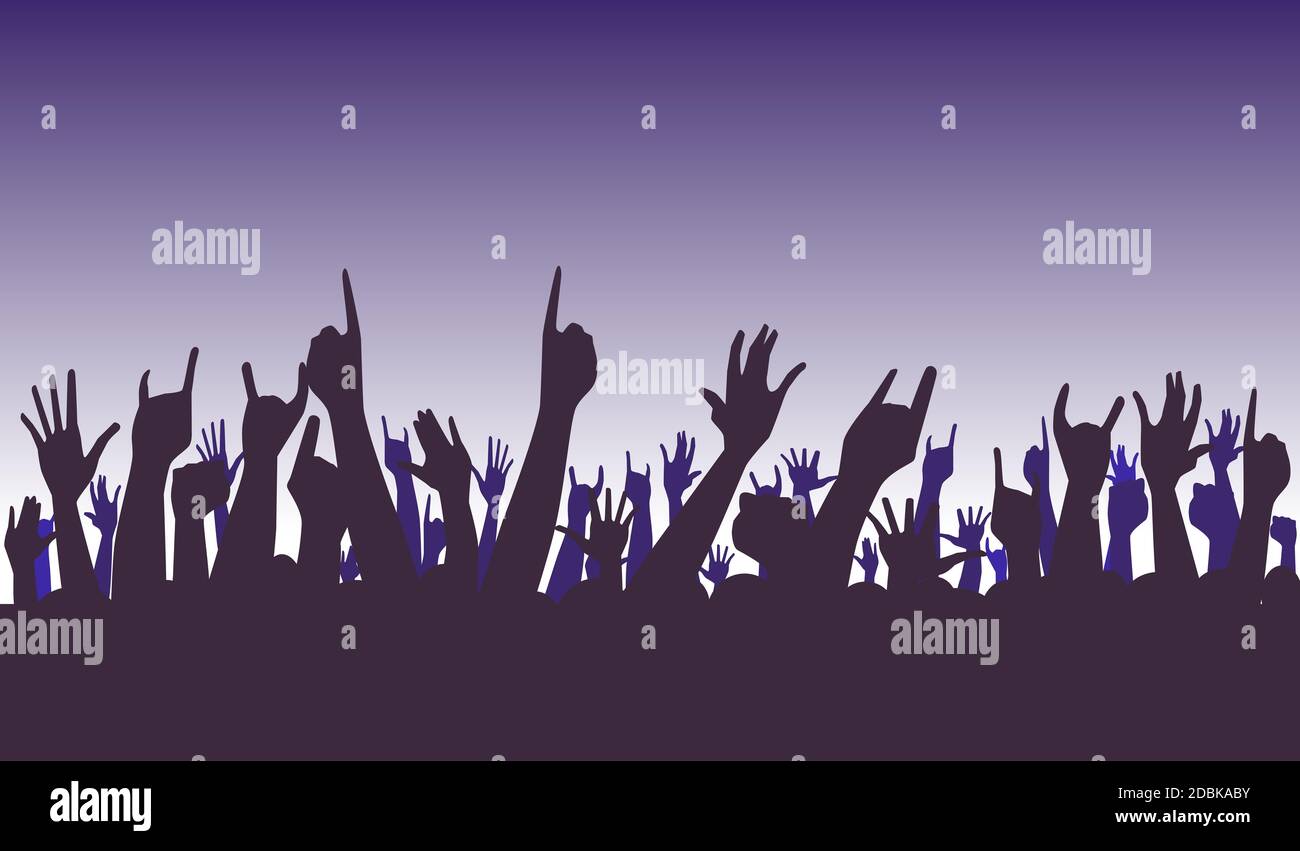 Handzeichen in der Luft bei einem Konzert Stockfoto