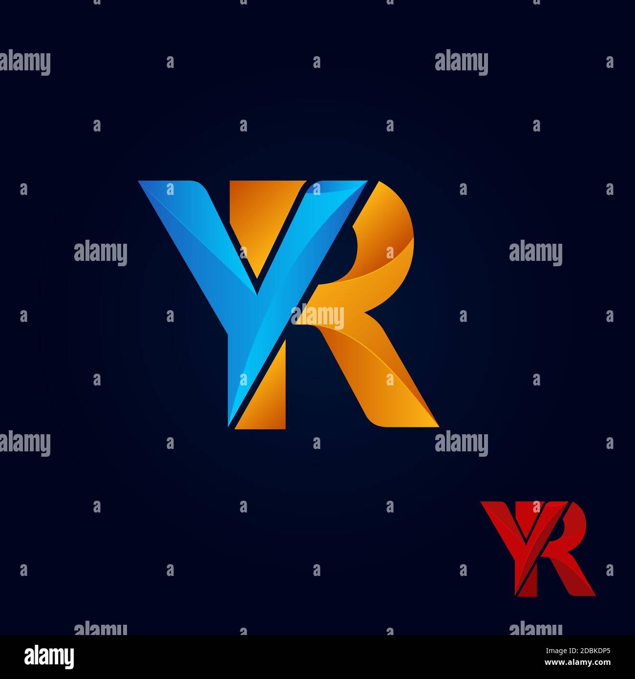 Abstract Techno Initial Letter Y and R, YR Logo Template Design Stock Vektor