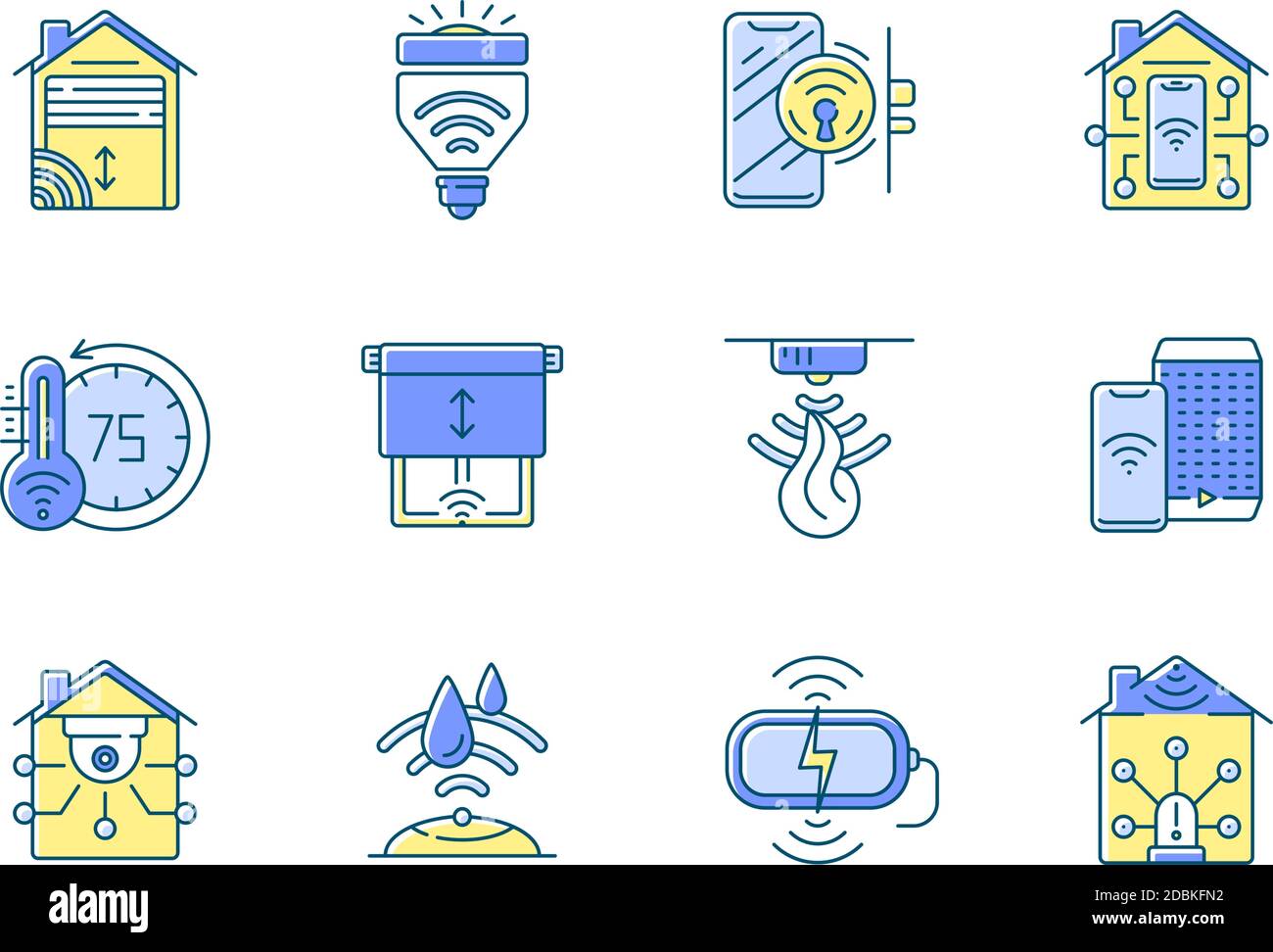 Smart House RGB-Farbsymbole eingestellt Stock Vektor