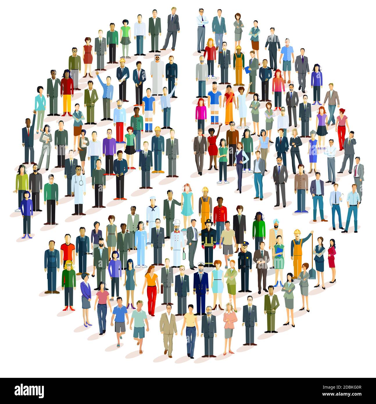 Große Gruppe von Menschen in Form eines Friedens Symbol, - Vektor-Illustration Stockfoto