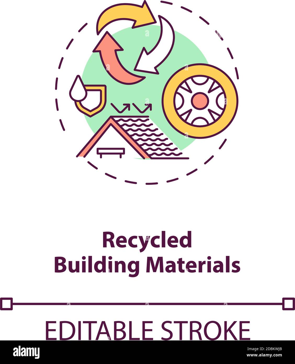 Symbol für das Konzept der recycelten Baustoffe Stock Vektor