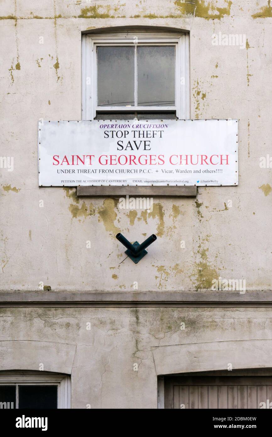 Eine religiöse Meinungsverschiedenheit in Ramsgate. Diebstahl Stoppen. Save Saint Georges Kirche. Unter Bedrohung durch Kirche PCC. Stockfoto