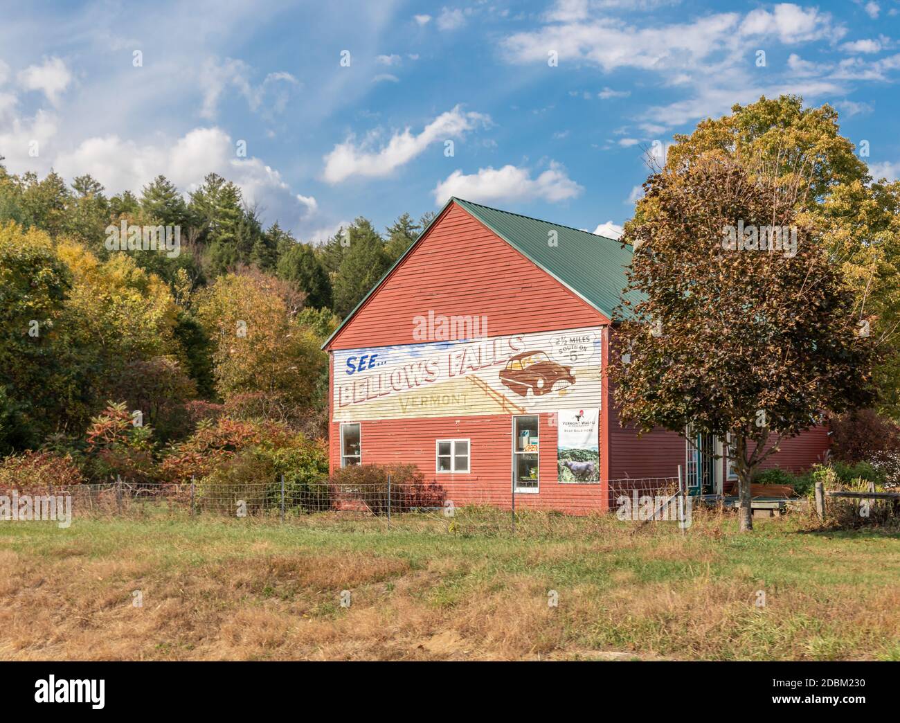 Werbung auf der Seite eines Gebäudes in Vermont Stockfoto