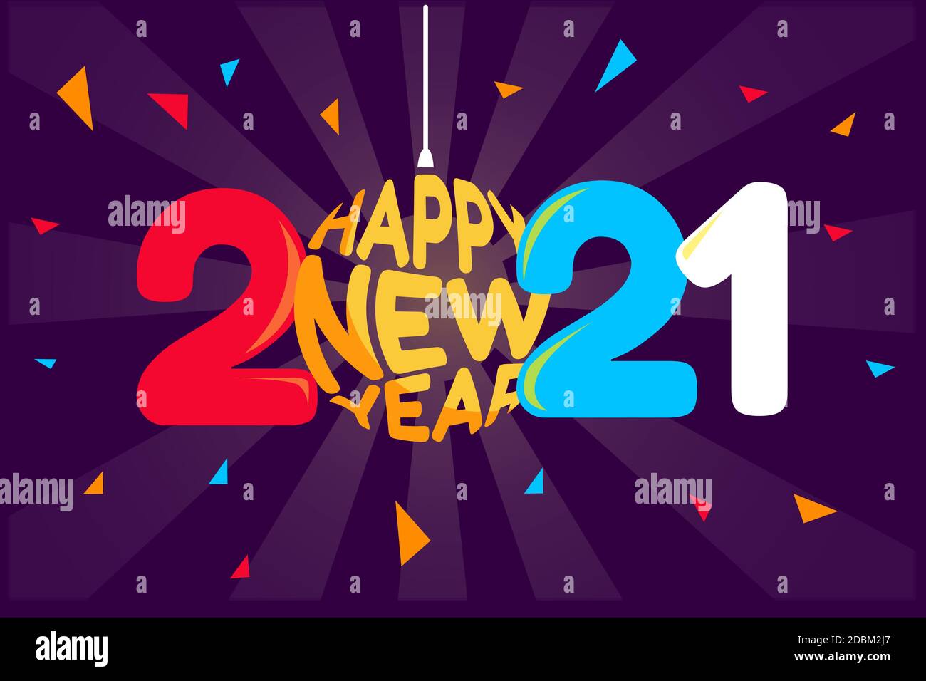 Frohes neues Jahr 2021 für Feiertage Banner. Flyer, Grüße, Einladungen, Vektor-Illustration. Stock Vektor