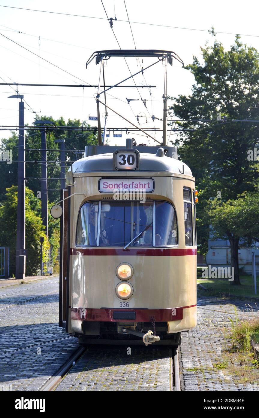 oldtimer Straßenbahn in Hannover Stockfoto