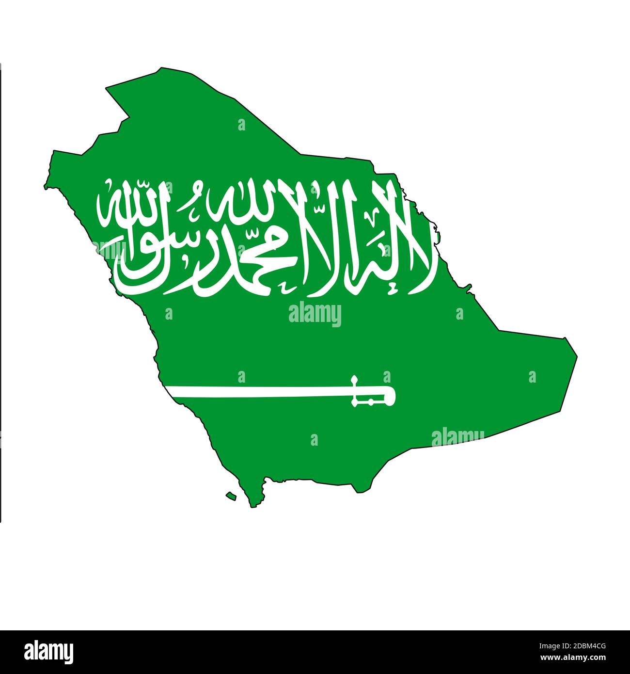 Saudi-Arabien Karte mit Farbe ihrer Flagge, 3d-Rendering Stockfoto