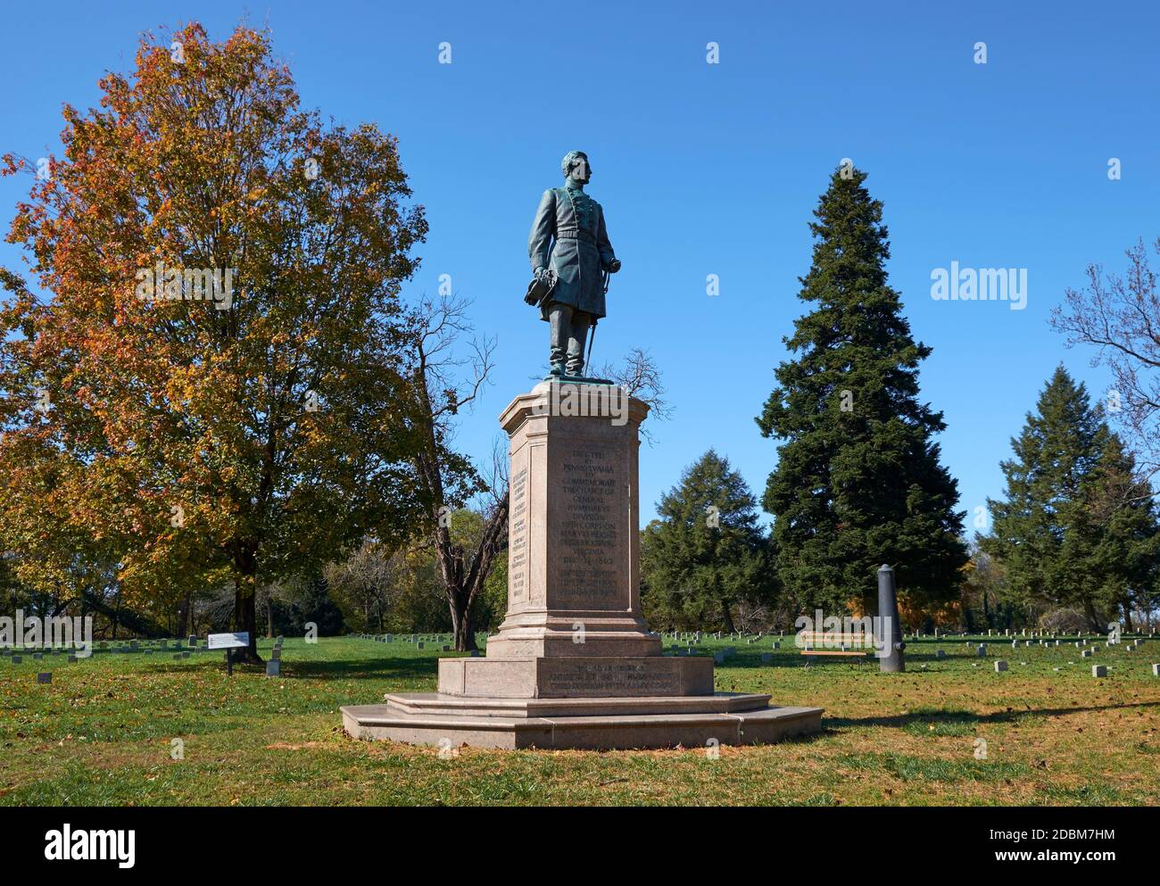 Denkmal für General Andrew Humphrys auf dem Nationalfriedhof. Im Fredericksburg & Spotsylvania National Military Park, Virginia. Stockfoto