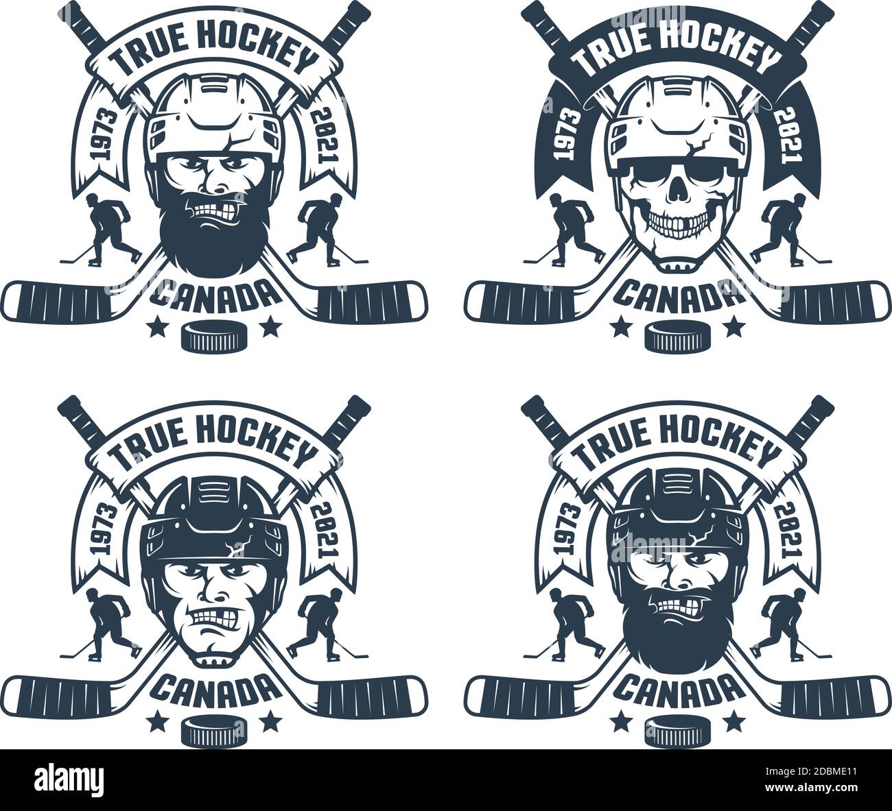 Logo der Eishockey-Mannschaft im Retro-Stil Stock Vektor