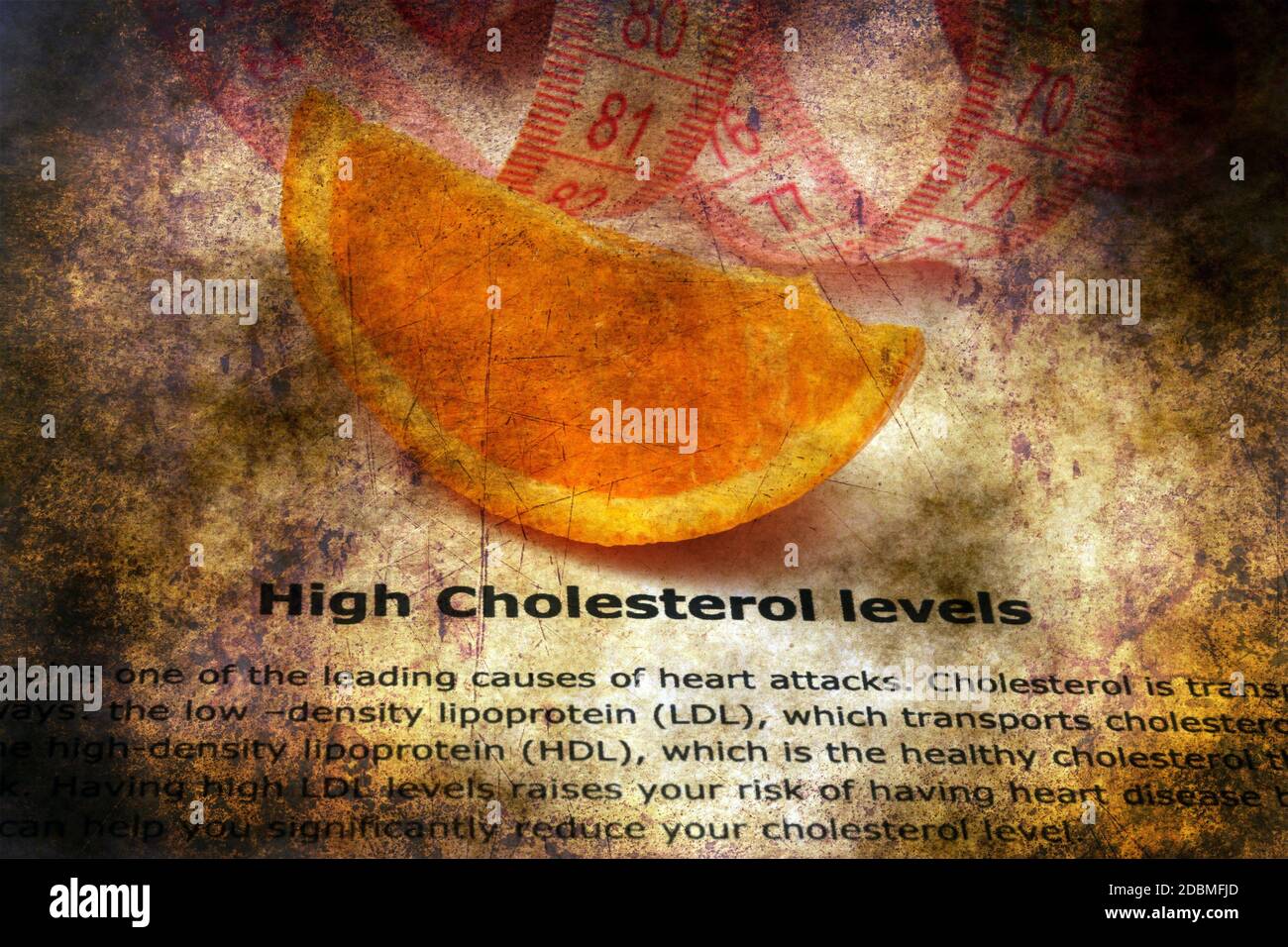 Hohe Cholesterinwerte Grunge Konzept Stockfoto