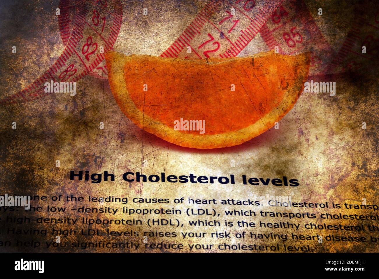 Hohe Cholesterinwerte Grunge Konzept Stockfoto