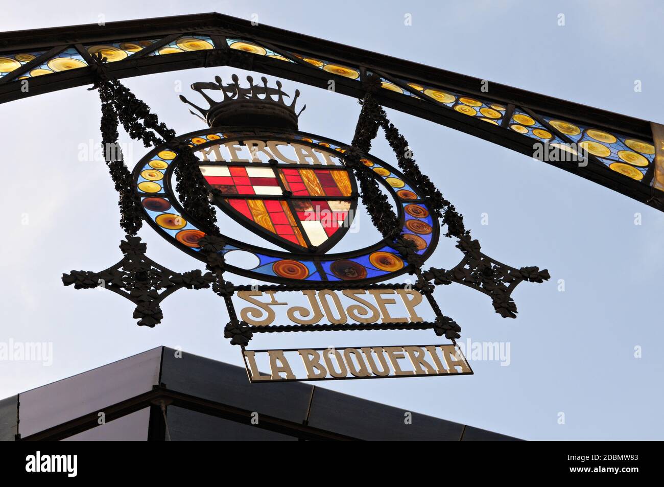 Eingang des Marktes Sant Josep de La Boqueria in Barcelona, Katalonien, Spanien Stockfoto