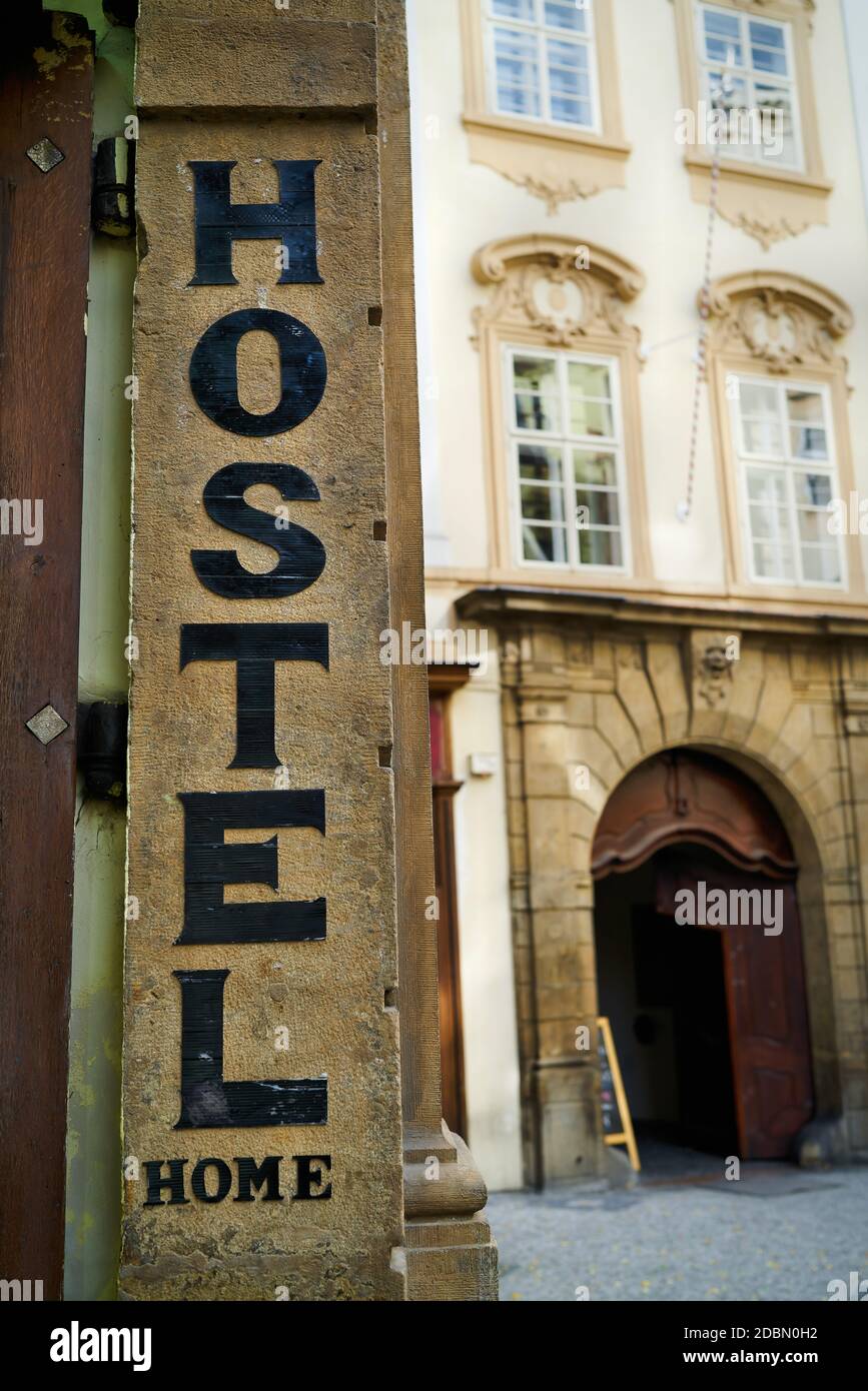 Hostel im historischen Zentrum von Prag in der Tschechischen Republik Stockfoto