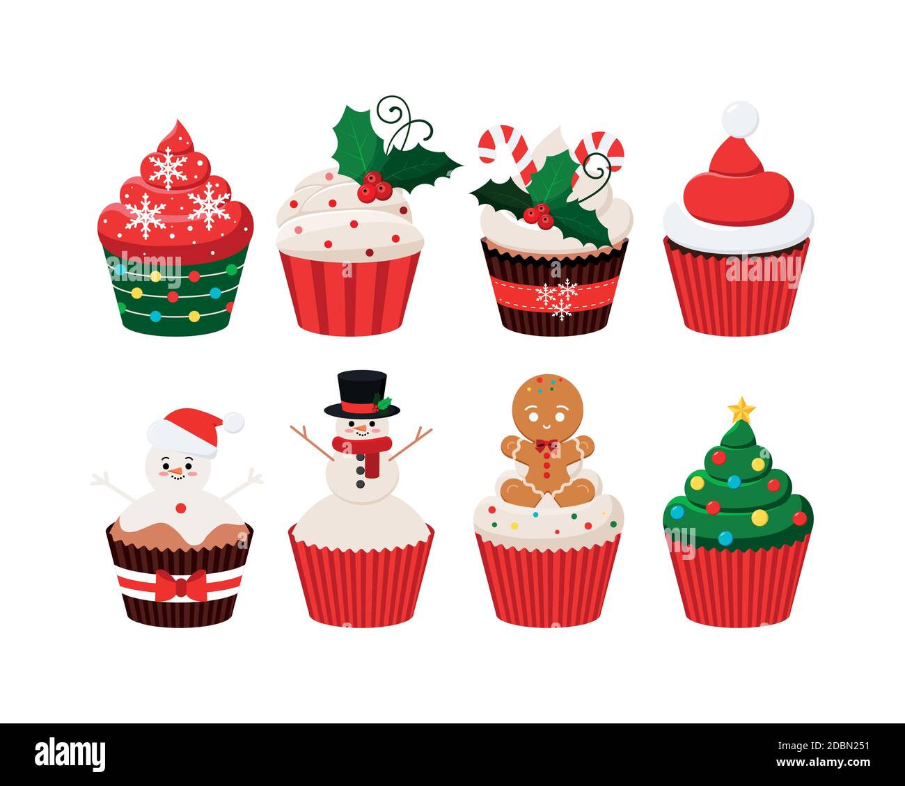 Sweet Cupcakes Vector Set Cartoon Stockfotos Und Bilder Kaufen Alamy