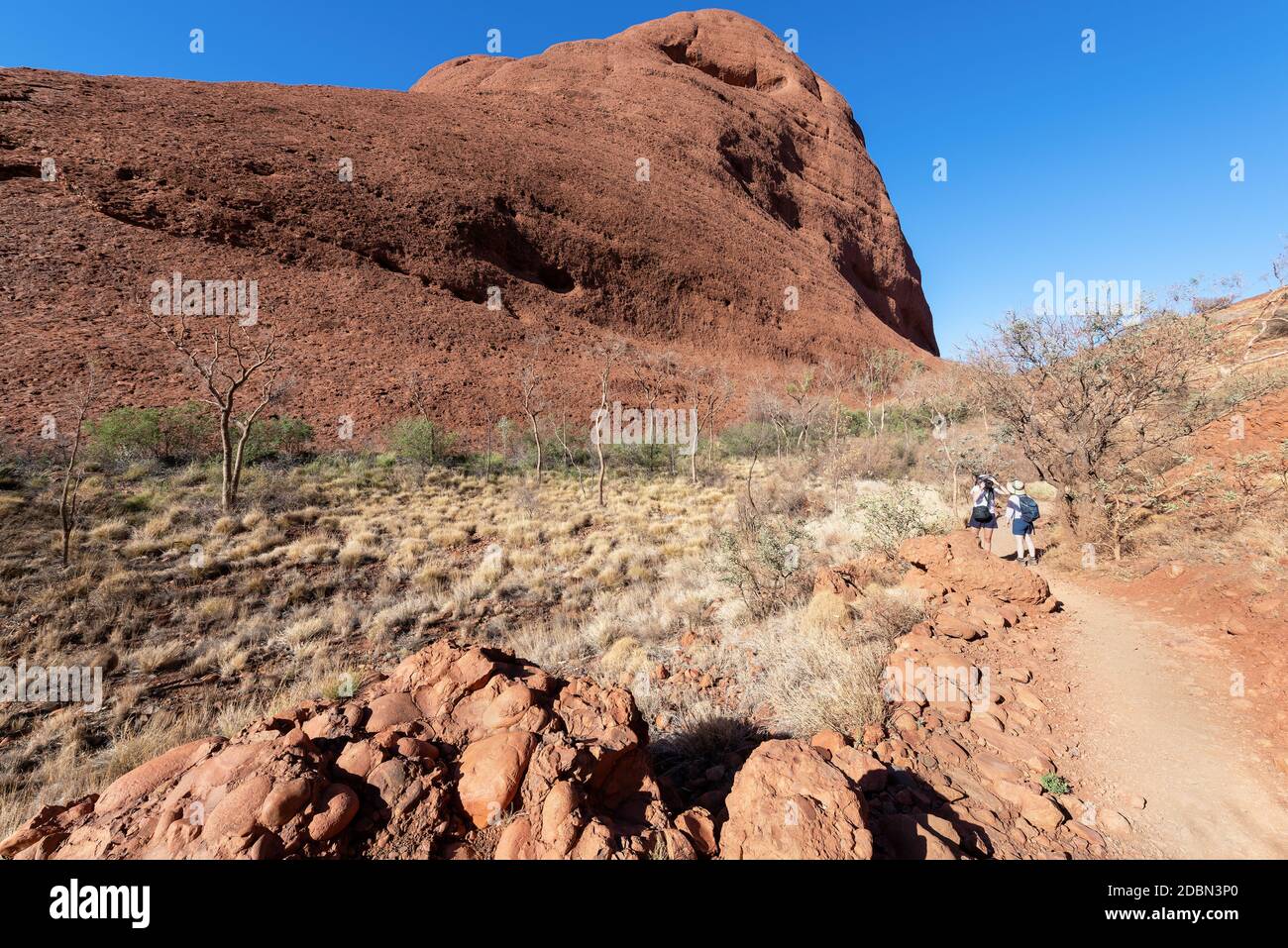 Spektakuläre australische Landschaft in der Nähe von Alice Springs, Northern Territory, Australien. Stockfoto