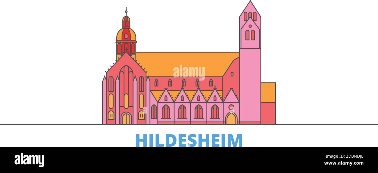 Deutschland, Hildesheim Linie Stadtbild, flache Vektor. Travel City Wahrzeichen, oultine Illustration, Linie Welt Symbole Stock Vektor