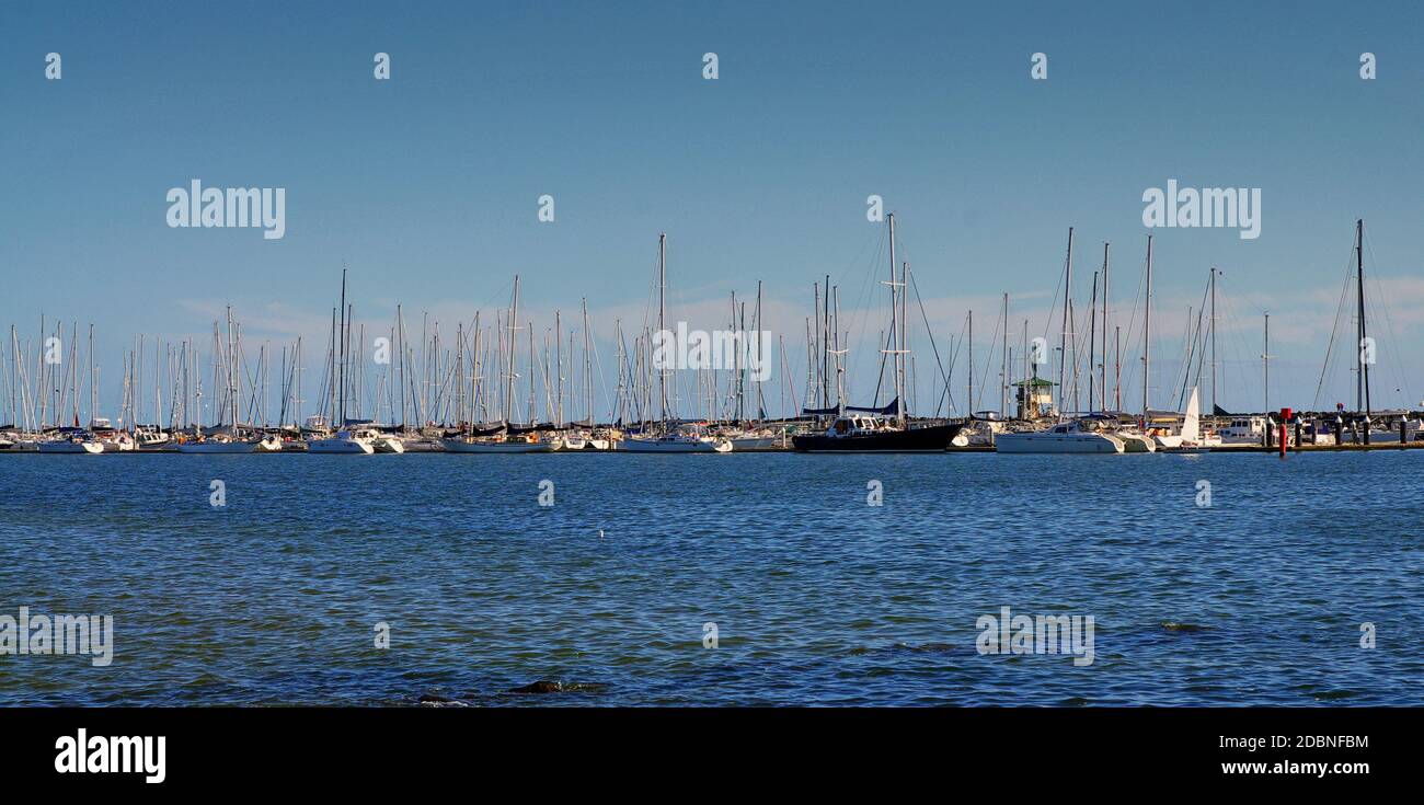 Ansicht der Schiffe in den Hafen. Melbourne, Australien Stockfoto