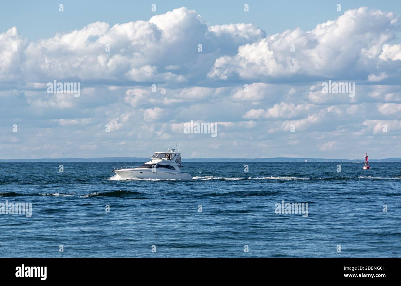 Boot von Gin Beach, Block Island Sound, Montauk, NY Stockfoto