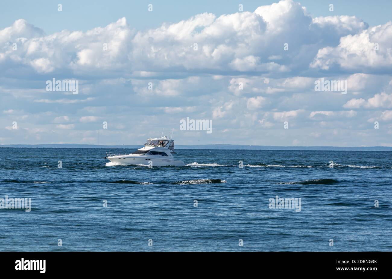 Boot von Gin Beach, Block Island Sound, Montauk, NY Stockfoto