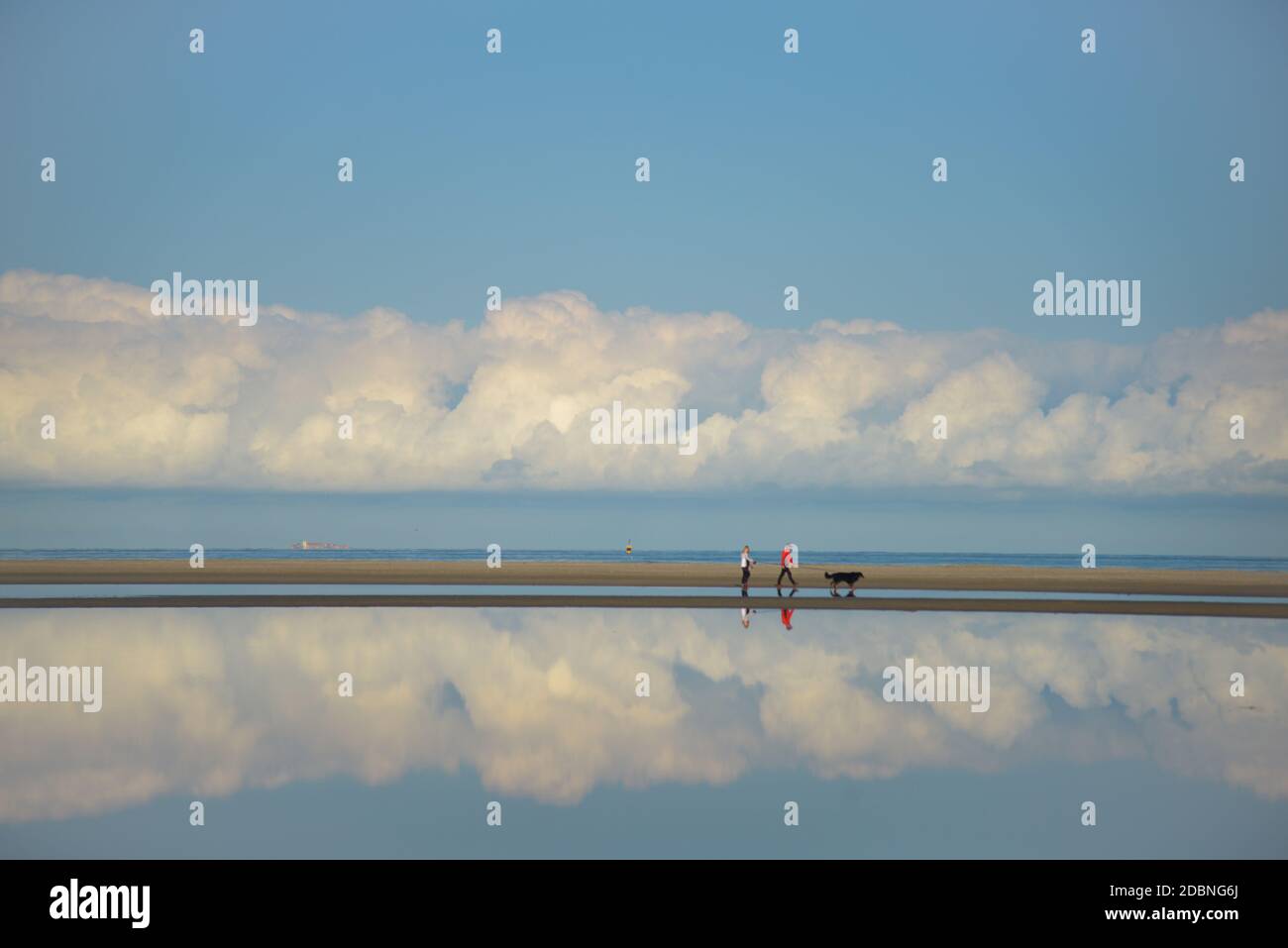 Spiegelung von Wolken im Wasser bei Zandmotor, Monster, Holland Stockfoto