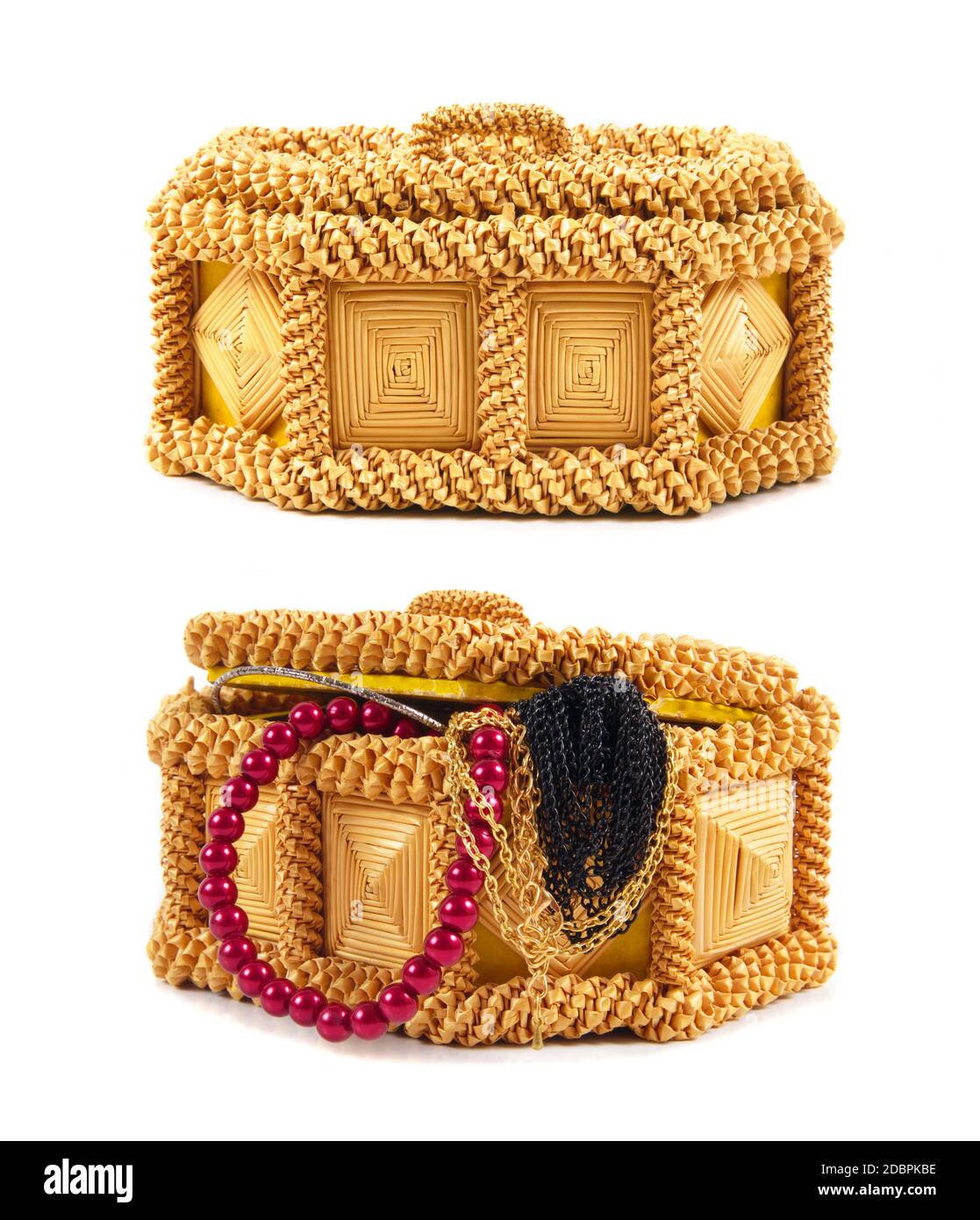 Schatztruhen auf dem weißen Stockfoto