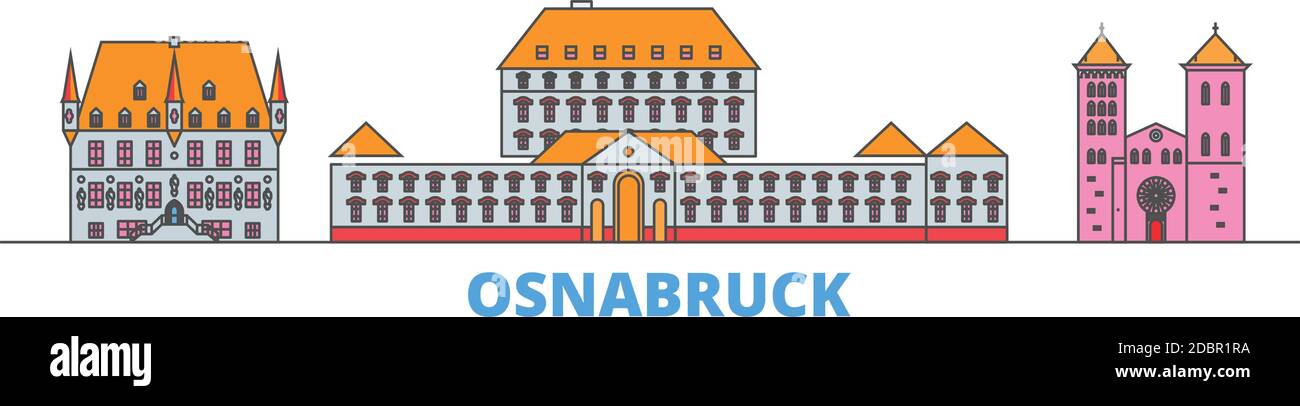 Deutschland, Osnabruck Linie Stadtbild, flache Vektor. Travel City Wahrzeichen, oultine Illustration, Linie Welt Symbole Stock Vektor
