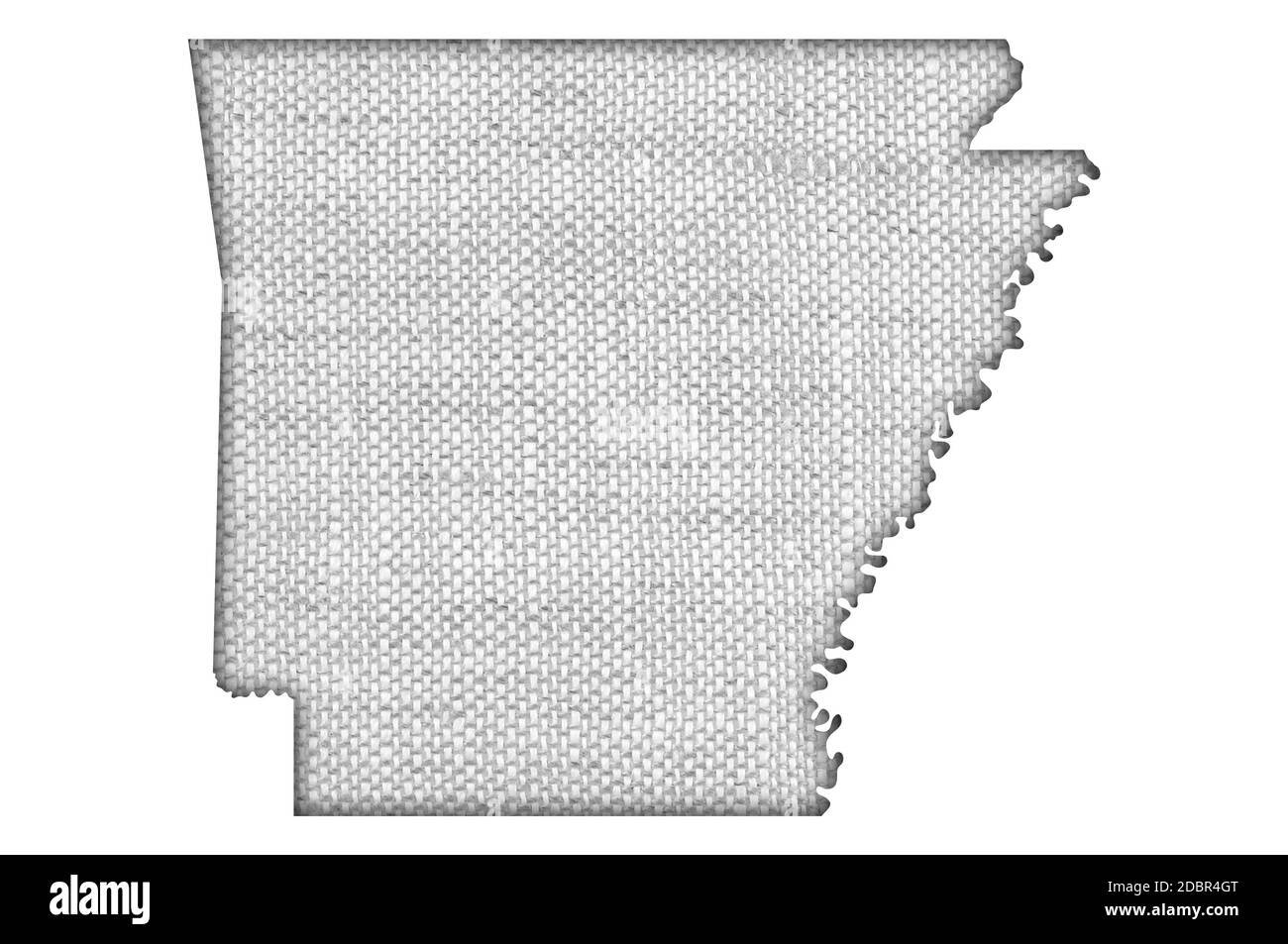 Karte von Arkansas auf alte Bettwäsche Stockfoto