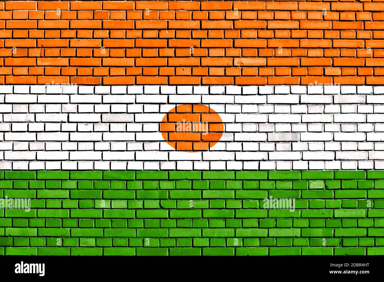 Flagge Nigers auf Mauer gemalt Stockfoto