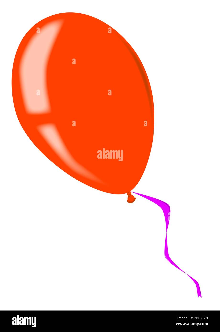 Ein fliegendes roten Ballon über einen weißen Hintergrund isoliert Stockfoto