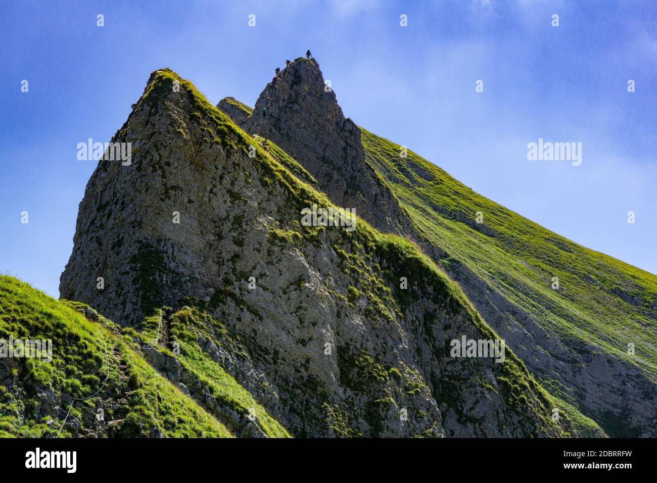 Klettern auf dem Klettersteig in den Rofan Bergen Stockfoto