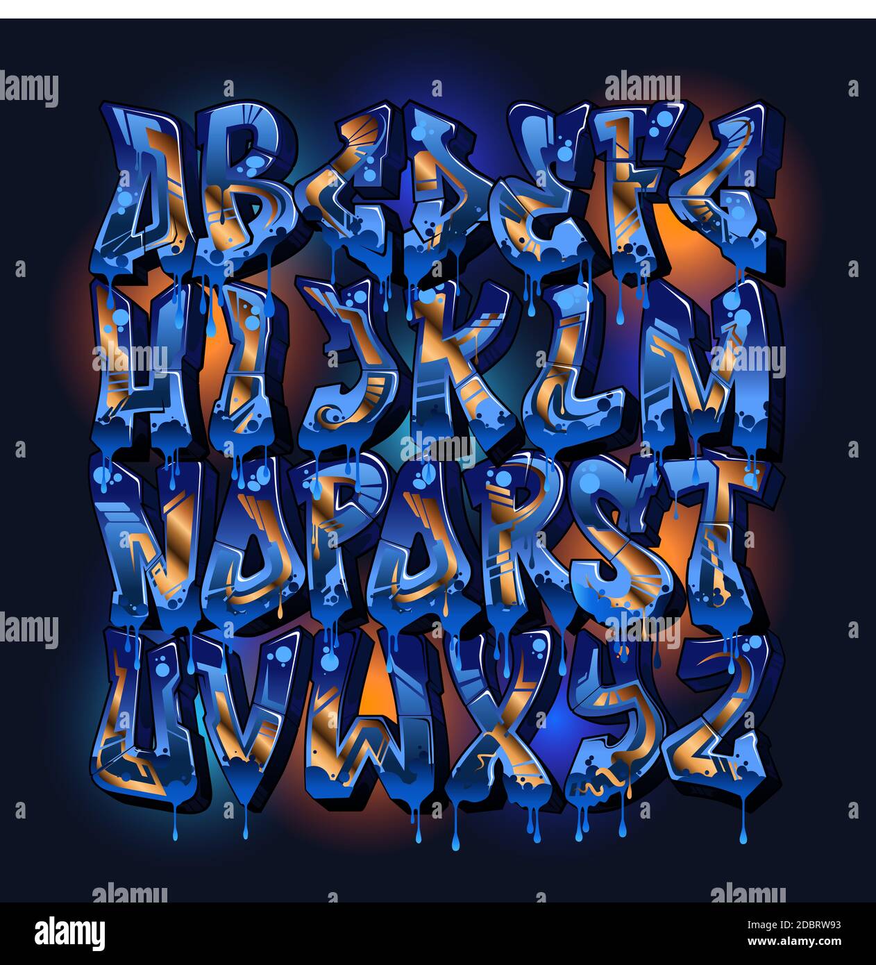 Ein vollständiges AZ Graffiti Styled Font Alphabet Poster