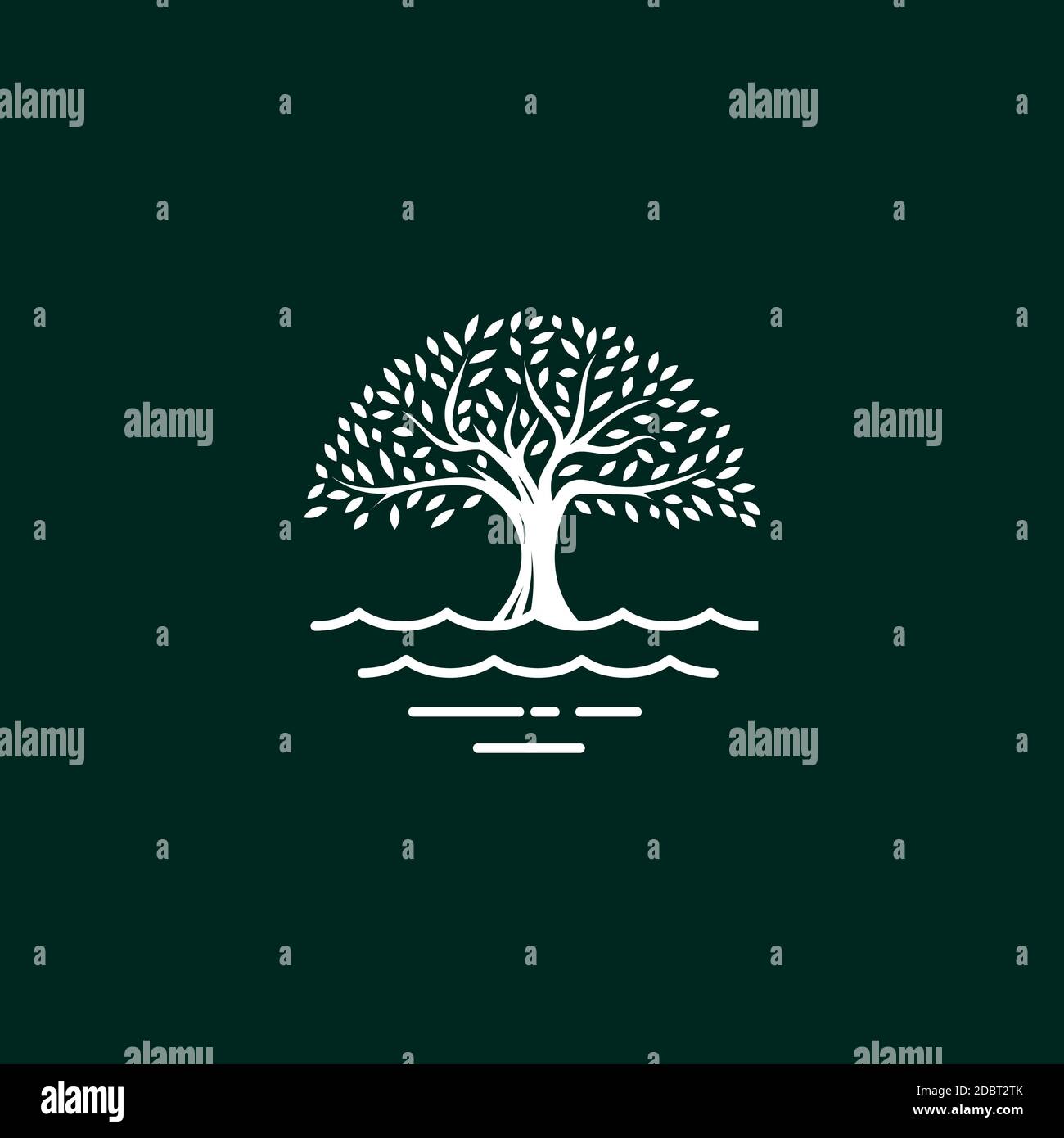 Baum Logo Design Vektor Vorlage.Baum und Wasser Symbol Stock Vektor